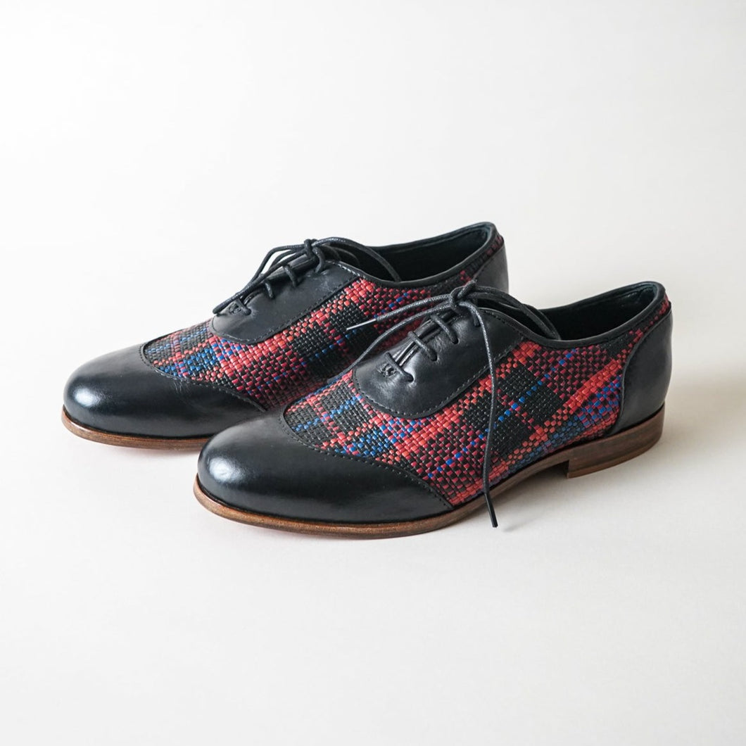 Ethi Oxford Shoe - Red and Black (Woven)